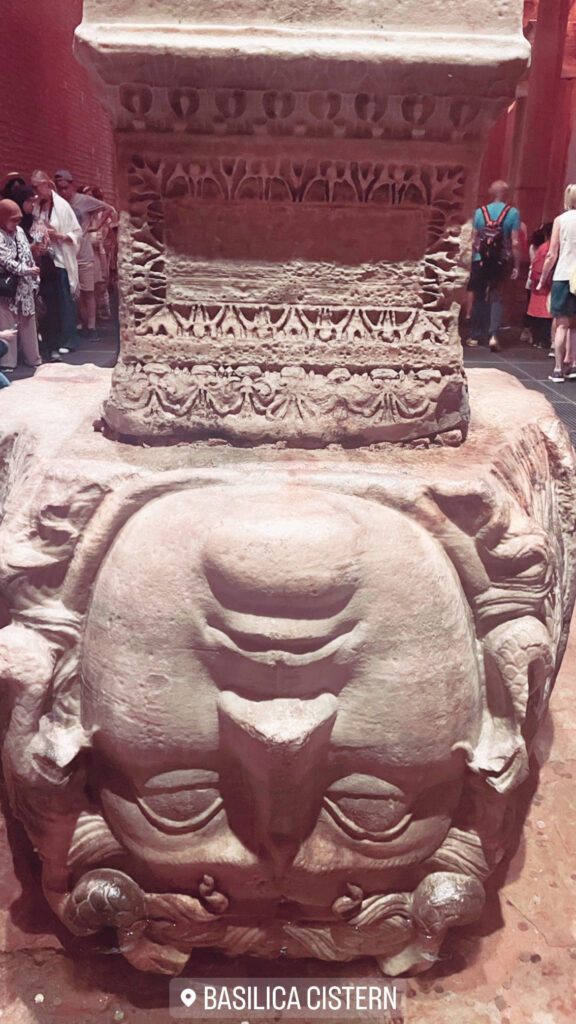 Medusa Head in Basilica Cistern Istanbul Turkey