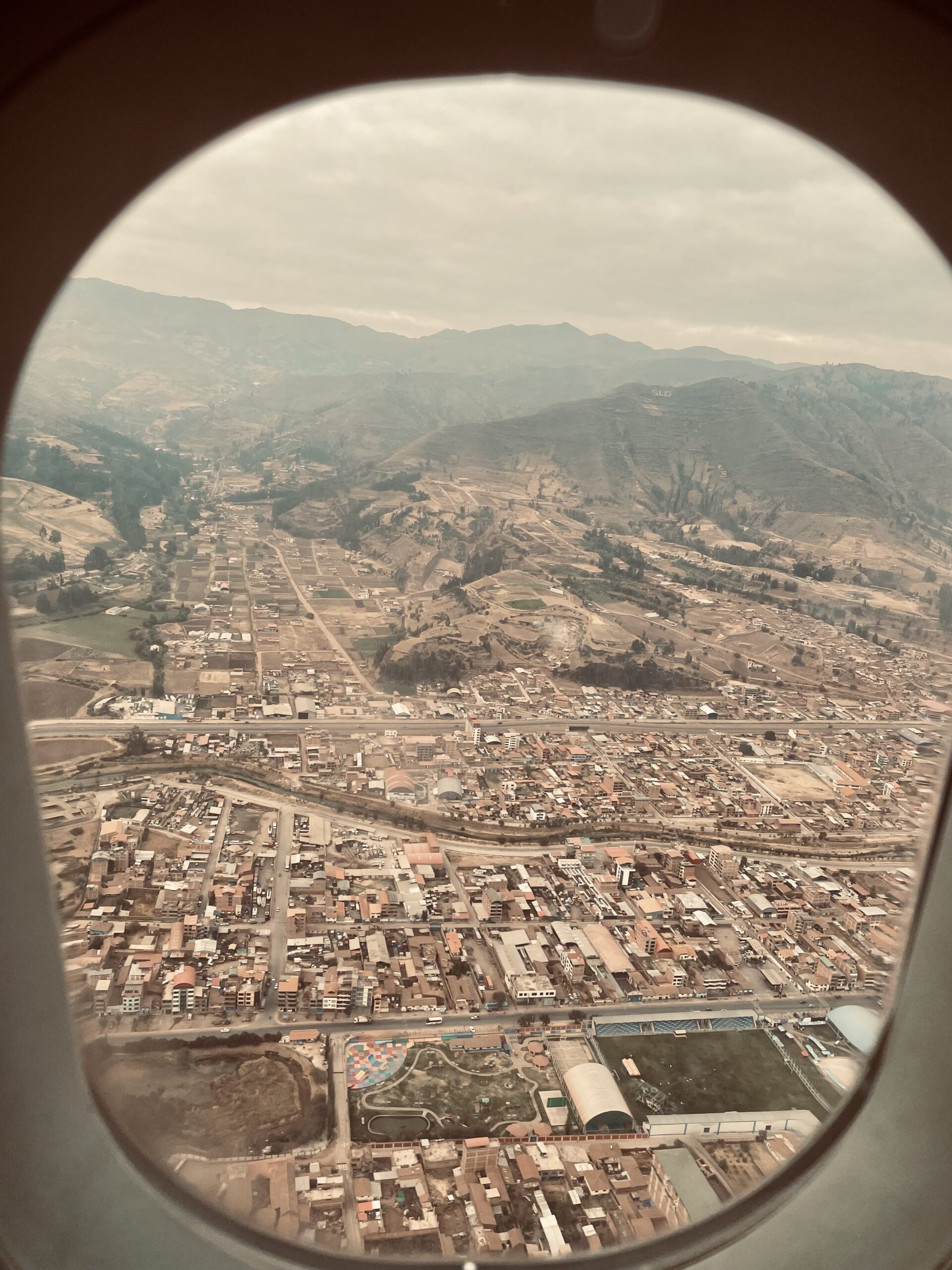 Aerial view of Cusco as the plane descends for landing